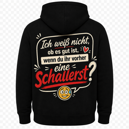 Schwarzer Hoodie mit dem Design "Beim Flirten gilt:"