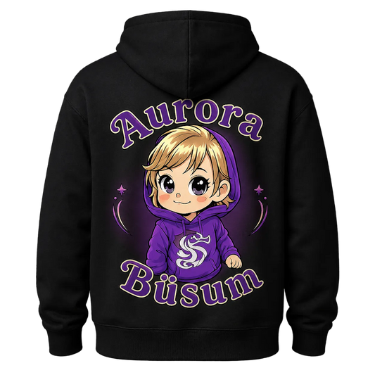 Hoodie Design: "Aurora Büsum" Farbe Schwarz, Weiß, Rosa