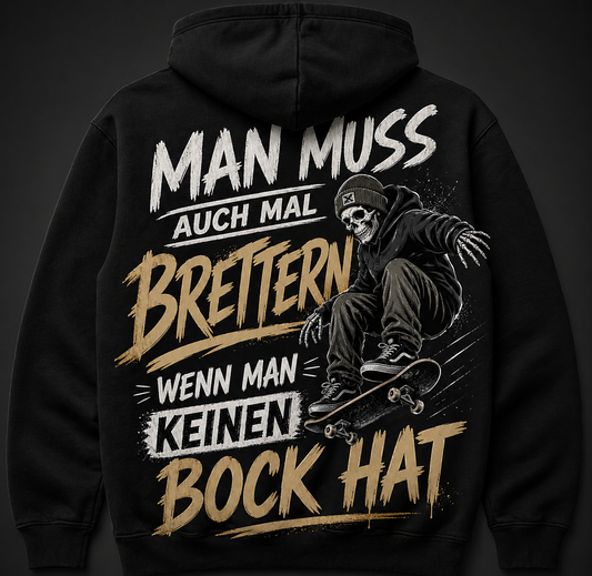 Schwarzer Hoodie Design "Kein Bock" auf dem Rücken